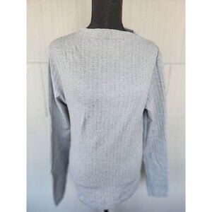 Bella Seamless Long Sleeve Mock Neck Stretch Gray Ribbed Womens M/L Medium Large